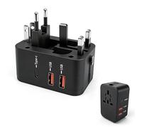 Adaptateur Prise Universelle PD 20W, Prise Internationale avec 1 USB C et 2 USB A, Adaptateur Secteur Universel pour USA, UK, Europe, Australie, Japon, Chine, Thaïlande