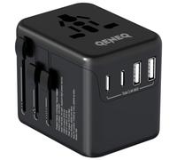 Adaptateur Prise Universelle Voyage International 5 in 1 Travel Adapter Internationale avec 2 USB 2 Type C et 1 AC Universel France vers UK USA Australie Thailande Japon (Noir)