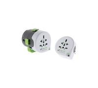 - Adaptateur de voyage universel avec port USB - Compatible avec +195 pays USA/Asie/UK - Vert - Q2 Power