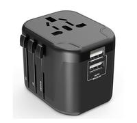Adaptateur prise voyage universel international - 2 ports USB - compatible tous pays - Noir - Dio
