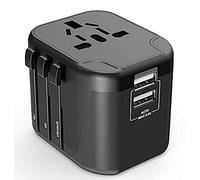 Adaptateur prise voyage universel international - 2 ports USB - compatible tous pays - Noir - Dio
