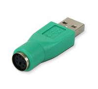Adaptateur PS/2 -mini-DIN 6 femelle vers USB-A mâle - Vert