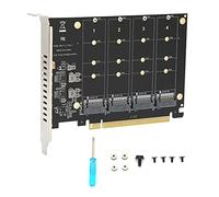 Adaptateur Quad M.2 NVME SSD vers PCIE, Carte D'extension PCIE 4.0 X 16 avec Prise en Raid 4 X 32 Gbit/s, Pas de Perte de Disque et Pas de Réduction de Vitesse, Pas de