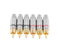 Adaptateur RCA Mâle, Connecteur Audio à Souder Plaqué Or Phono, Haut de Gamme - Pack de 6, Argent