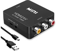 Adaptateur RCA vers HDMI 1080P AV vers HDMI avec câble d'alimentation USB,extracteur audio RCA vers vidéo pour PS2/PS4/Wii/Xbox/N64/PS3/VHS/VCR/TV/DVD Prise en charge PAL/NTSC avec câble