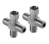 Adaptateur répartiteur d'antenne pour câble coaxial, satellite et antenne TV, argent