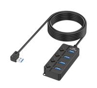 Adaptateur répartiteur de données USB 2.0 à 4 ports avec interrupteurs d'alimentation individuels, connexion rapide et facile