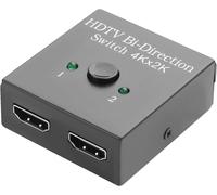 Adaptateur répartiteur HDMI 1 en 2 sorties 4K @ 60 Hz HDMI 2 en 1 Out HDTV Bidirectionnel Commutateur 2 en 1 HDMI 1.4 Interrupteur manuel Boîtier en métal Lumière LED pour moniteur