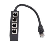 Adaptateur Répartiteur RJ45, ABS Noir 1 à 4 Ports Transmission Fluide Excellente Connexion Adaptateur de Câble Réseau pour Tous Les Réseaux, Maisons, Bureaux et Toutes Les