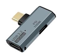 Adaptateur répartiteur type C vers double USB-C avec port de charge PD 100 W et transfert de données USB-C 3.1 pour iPhone 15 Pro Max, Google TV, MacBook, Samsung Galaxy S22/S23 (gris)