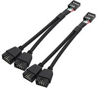Adaptateur Répartiteur USB 2.0 À 9 Broches Pour Carte Mère,2 pcs USB Header Splitter Interne 1 Zu 2,Répartiteur USB 9-Pin avec Gaine Nylon, pour PC, LED RGB, Watercooling
