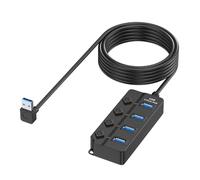 Adaptateur répartiteur USB 2.0 avec 4 ports et commandes d'alimentation dédiées pour le bureau et la maison