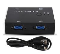 Adaptateur répartiteur VGA, convertisseur hôte Multi-Ordinateur 2 entrées + 1 Sortie sélecteur vidéo Portable boîtier de Commutation amplificateur pour Ordinateur PC Portable Moniteur de Bureau