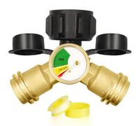 Adaptateur répartiteur Y pour réservoir de propane avec jauge, répartiteur de propane 2 voies avec vanne d'arrêt, adaptateur répartiteur de gaz propane à 2 voies pour réservoir de propane, grilles de