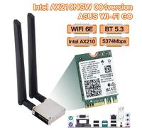 Adaptateur réseau Intel AX210 ASUS WiFi Go WiFi 6E sans fil Bluetooth 5.3 5374Mbps carte WiFi pour antenne à Gain élevé Asus B550 X570