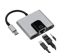 Adaptateur réseau RJ45, Gigabit Ethernet Konverter Mit 3,5 mm Kopfhöreranschluss & Ladeunterstützung, Typ-C Zu LAN Adapter Aus Aluminiumlegierung, Für Laptop Smartphone, Internet Für Homeoffic