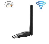 Adaptateur réseau sans fil USB, Lot de 2 150 Mbps Rt5370 USB2.0 Wifi 2,4 G adaptateur réseau sans fil 802.11 b/g/n Wi-Fi Dongle adaptateur avec antenne 2dBi prise en charge Windows CE/2000/XP/Vista/7 ; Mac OS X ; Linux 2.6.x 2*Pack