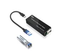 Adaptateur réseau USB C vers fibre, USB 3.0 Type C vers carte réseau Gigabit SFP 100/1000base-X, équipée d'un module double fibre monomode 1,25 G, transmission de 20 km