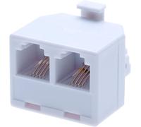 Adaptateur RJ11 et répartiteur 2 voies de 2 prises femelles RJ11 vers prise mâle RJ11Convertisseur de ligne terrestre à port universel Connecteur d'extension Coupleur de téléphone4 filsBlanc