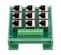 Adaptateur RJ45 9 ports pour carte de dérivation DIN Rail Mount Bornier pour Ethernet RS485 pour câblage industriel DMX 81 x 87 mm