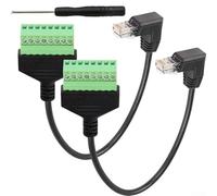 Adaptateur RJ45 mâle sans soudure vers borne à vis 8 broches, câble d'extension Ethernet de 30 cm pour Cat5 Cat6 Cat7, connecteur coudé compact pour une transmission de données sécurisée (vers le bas)