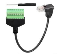 Adaptateur RJ45 mâle vers bornier 8 broches, adaptateur de borne à vis RJ45 avec coude directionnel, pour Cat5e/6/7 vers terminal à vis, câble vert de 30 cm, réseau industriel (haut)