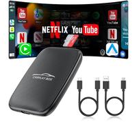 Adaptateur sans fil 5-en-1 CarPlay et Android Auto,Adaptateur CarPlay sans fil avec Netflix, YouTube et carte TF,Plug & Play,Magic Video Ai Box pour véhicules équipés d'Apple CarPlay filaire d'origine