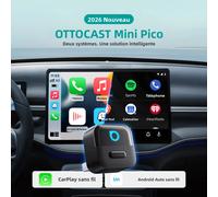 Adaptateur sans fil OTTOCAST Mini Pico 2 en 1 CarPlay et Android Auto Wifi 6.0 Plug and Play pour 98% des voitures Black