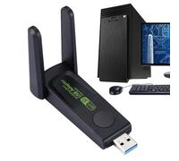 Adaptateur sans fil USB, adaptateur WiFi USB pour PC,Dongle WiFi pour ordinateur de bureau à gain élevé de 1300 Mbps | Carte réseau sans fil pour ordinateur de bureau à gain élevé