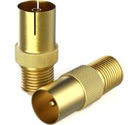 Adaptateur SAT - Connecteur F au Câble d'Antenne Coaxiale IEC, Convertisseur de Câble SAT vers Antenne, Set de 2 Adaptateurs pour Connexions F et Coaxiales, type F femelle - TV mâle/femelle