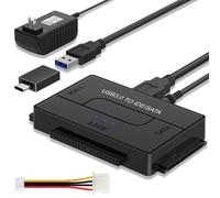 Adaptateur SATA/IDE vers USB 3.0, convertisseur de disque dur universel 2.5/3.5 pouces IDE SATA HDD SSD avec adaptateur d'alimentation 12V 2A US Plug with OTG