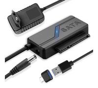 Adaptateur SATA USB 3.0 vers USB C,Câble SATA vers USB 3.0 6Gbps,Connecteur pour Disque Dur HDD/SSD 2,5"/3,5" avec Alimentation 12V/2.5A,Technologie UASP pour Windows/MacOS-Transfert de Données Rapide