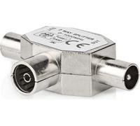 Adaptateur Satellite & Antenne | 2x Coax mâle | IEC (Coax) femelle | Nickelé | 75 Ohm | Séparateur en T | Métal | Argent | 1 pc. | Boîte