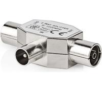 Adaptateur Satellite & Antenne | IEC (Coax) Hane | 2x Coax Hona | Nickel Platerad | 75 Ohm | T-Splitter | Metal | Silver | 1 st. | Couvercle