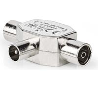 Adaptateur Satellite & Antenne | IEC (Coax) Mâle | 2x Coax Femelle | Nickelé | 75 Ohm | T-Splitter | Métal | Argent | 1 pc. | Boîte