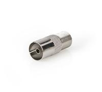 Adaptateur satellite et antenne | F femelle | IEC (Coax) femelle | nickelé | 75 Ohm | droit | métal | argent | 1 pc. | Boîte