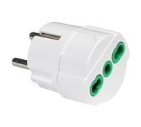 Adaptateur Schuko d'une Prise Schuko 2P+T 16 A à Une fiche Bipolaire IMQ Blanc