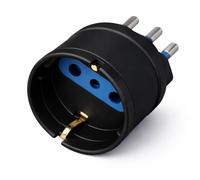 Adaptateur Schuko P30 avec prise italienne 16A 2P+T et prise italienne 10A | adaptateur électrique compact (Noir)