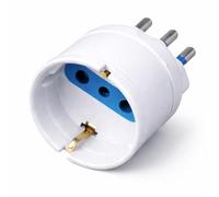 Adaptateur Schuko P30 avec prise italienne 16A 2P+T et prise italienne 10A | adaptateur électrique compact blanc