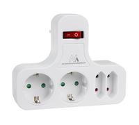 Adaptateur Schuko quadruple avec interrupteur marche/arrêt et quatre prises