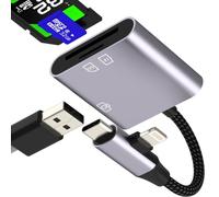 Adaptateur SD pour iPhone 17 16 15 14 13 Pro Max Lecteur Carte Micro SD TF USB Clé USB C OTG 3.0 pour Apple iPad Compatible avec Samsung Transmettre des photos de l'appareil photo numérique sur