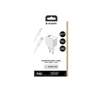 - Adaptateur secteur - 100 % de plastique recyclé - 2.4 A - Smart IC (USB) - sur le câble : Micro-USB - blanc