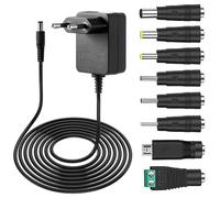 Adaptateur Secteur 12V 1A AC-DC 12W avec 8 Connecteurs DC, Prise 5,5mm x 2,1mm, Compatible avec LED, Caméra, Routeur, Alimentation Universelle 220V/230V à 12V, Chargeur pour Appareils 0-1A, Adaptateur