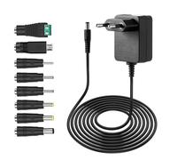Adaptateur Secteur 12V 1A Alimentation AC220V/230V vers DC12V avec 8 Adaptateurs de Prise - Chargeur AC-DC 12W, Prise 5,5mm x 2,1mm pour LED, Caméra, Routeur et Appareils 0-1A