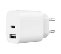 - Adaptateur secteur - 2.4 A - 2 connecteurs de sortie (USB, USB-C) - blanc