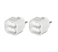 Adaptateur secteur 2 compartiments, 2 prises Euro, dble pack, blc