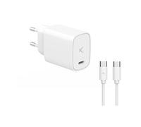 - Adaptateur secteur - 20 Watt - 3 A - Ultra Fast Charge, PD (24 pin USB-C) - blanc - avec câble USB-C (1 m)