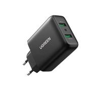 UGREEN 36W Quick Charge 3.0 Chargeur Secteur USB 2 Ports Compatible avec Galaxy S10 S9 A51 A20e A51 Redmi Note 9S Note 8 Pro Note 7