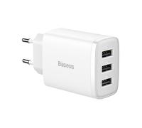 Baseus Chargeur secteur Compact 3x ports USB-A 17W (Blanc)