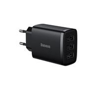 Baseus Chargeur mural compact USB-A 3 ports 17 W UE - Noir